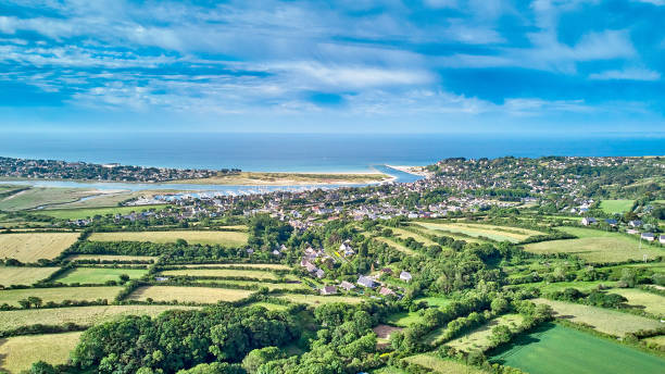 Aerial image of Carteret Village, marina, estuary, sea and beach